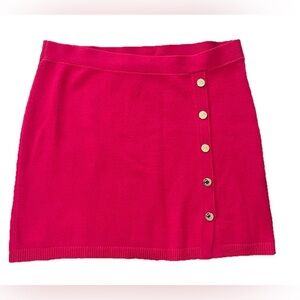 Lilly Pulitzer Lizona Red Sweater Mini Skirt XL Gold Button Detail